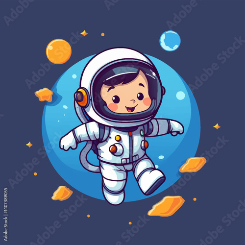 Astronaut Boy Mascot logo galaxy