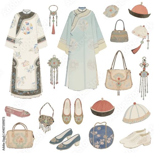 set of fashion accessories set of clothes and accessories Chinese traditional custom