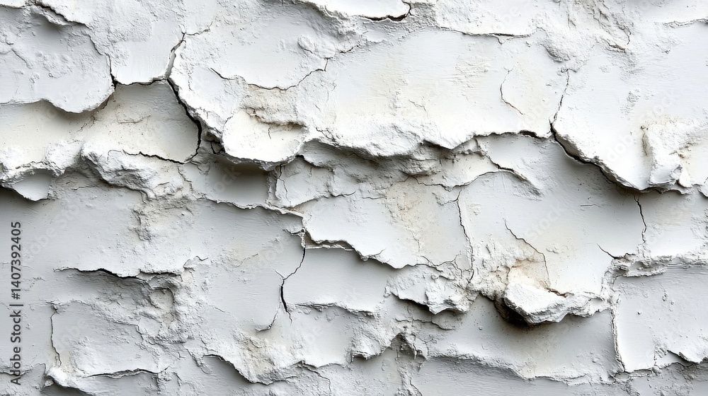 Obraz premium Abstract White Paint Texture Showing Cracks And Peeling Surface Details