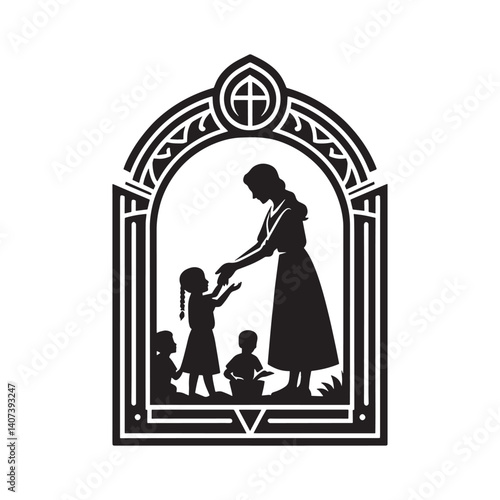 A Symbol of Compassion and Nurturing Care for Children in Silhouette Art