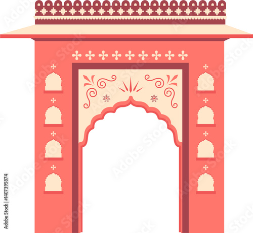 Decorative Indian Arch Illustration |  vector illustration of a gate. 