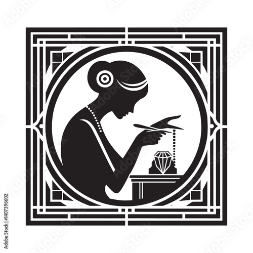 Elegant silhouette of a jewelry designer crafting exquisite adornments