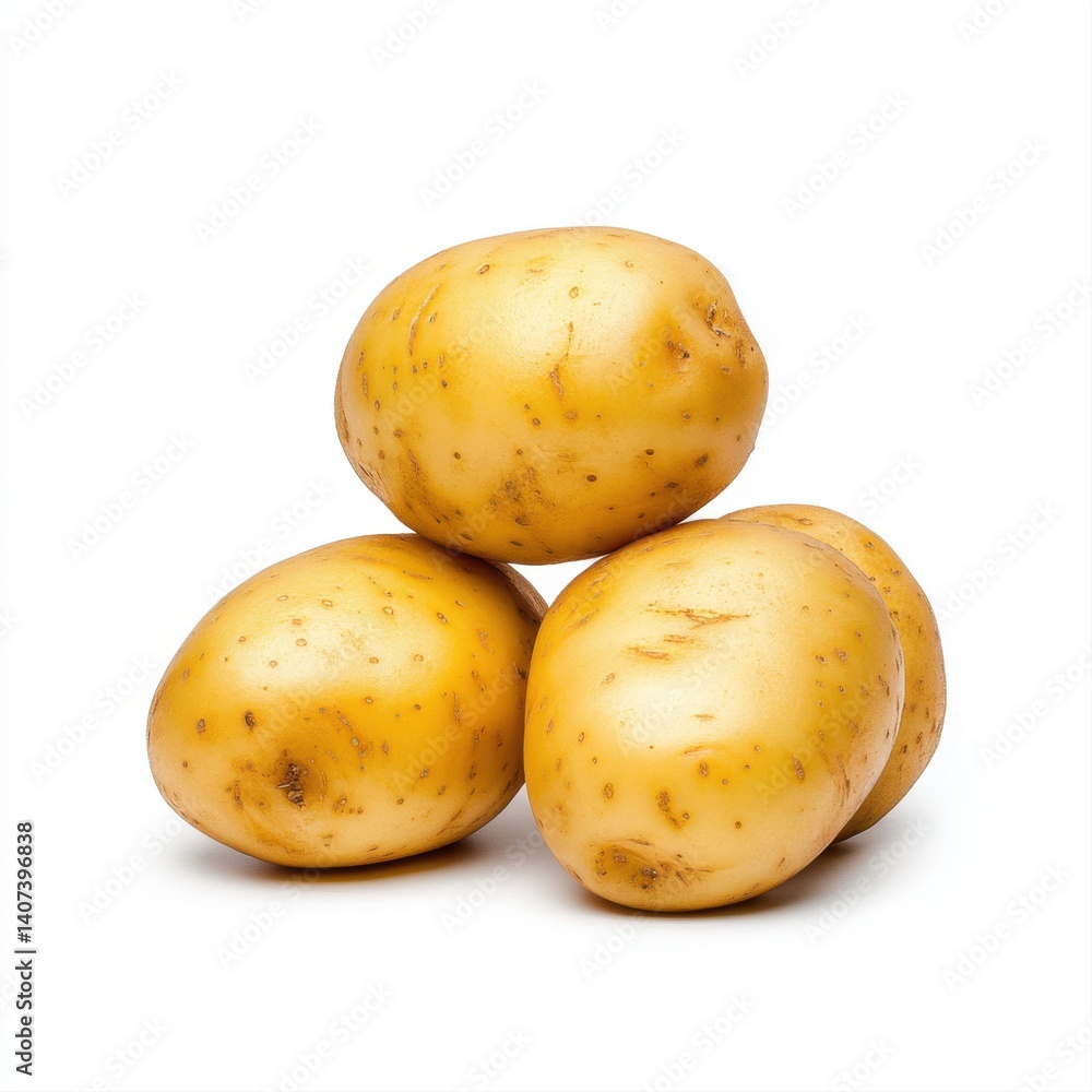 Fresh Organic Potatoes Stacked in a Natural Arrangement on a Clean White Background Fresh Organic Potatoes Stacked in a Natural Arrangement on a Clean White Background