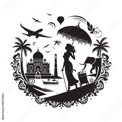 Elegant travel adventures a sophisticated journey in exotic lands silhouette
