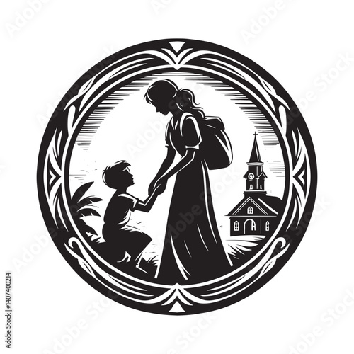 Empowering future generations through education, a silhouette of building hope