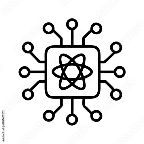 Quantum computing processor chip icon for advanced technology and science applications design