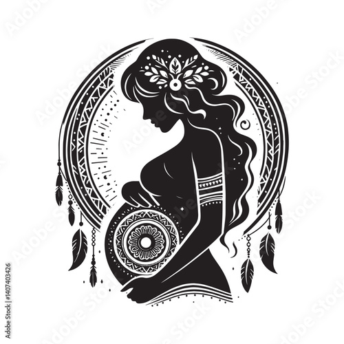silhouette of A pregnant woman feeling the first kickd