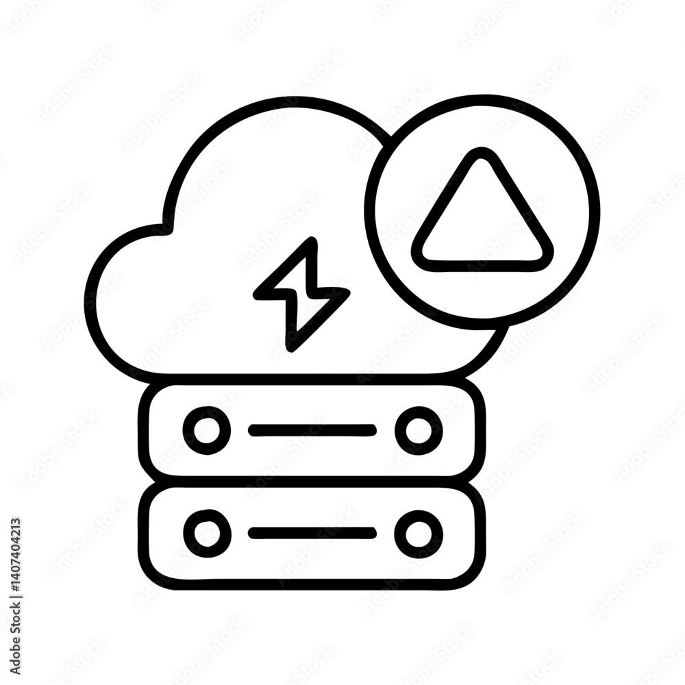 Cloud server hosting data upload with lightning bolt vector illustration design concept Cloud server hosting data upload with lightning bolt vector illustration design concept