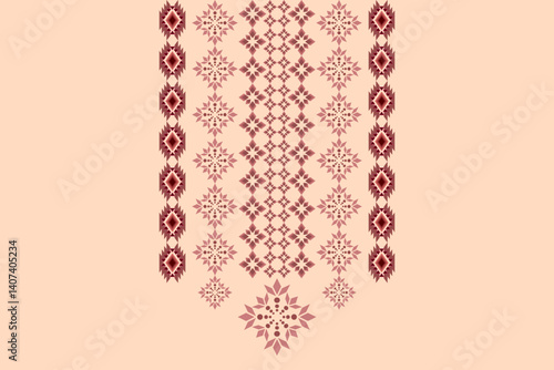 Neckline embroidery geometric abstract elements neck pattern. Native decorative design for fabric, clothing, illustration, texture, collar decor, border, rug, decoration, printing, element, necklace