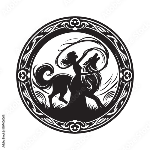 Silhouette of a Woman Riding a Wild Beast symbolising Inner Harmony and Connection