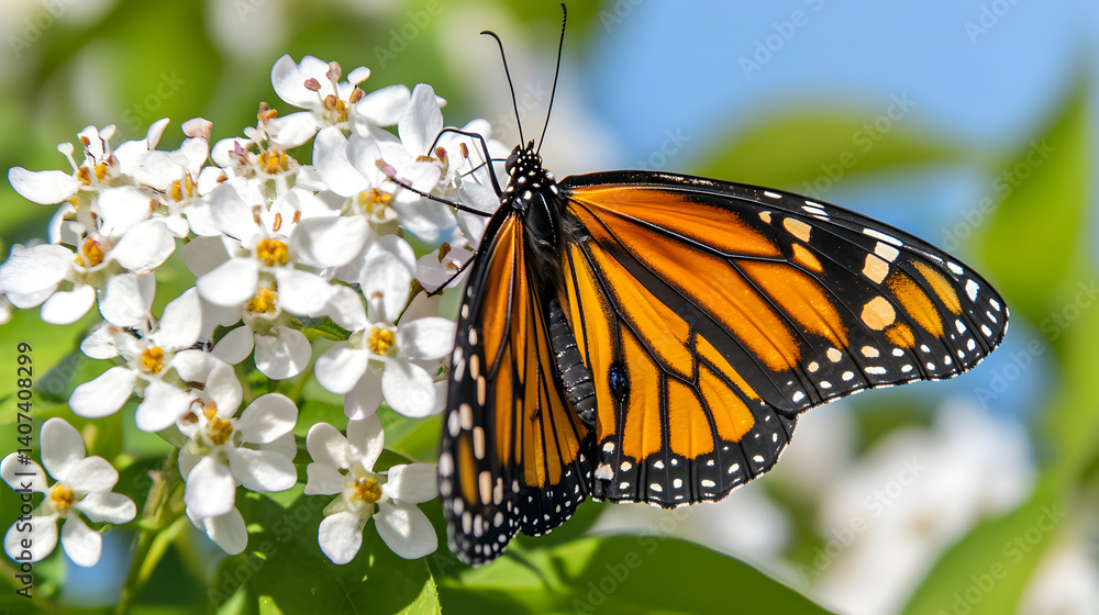 Fototapeta premium butterfly on flower close up 