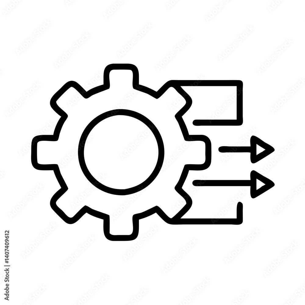 Process automation workflow management system with gear and arrows vector illustration Process automation workflow management system with gear and arrows vector illustration