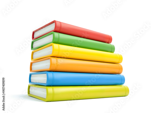 Obraz na płótnie Colorful stack of books on white background, symbol of education, reading, and learning. Generative AI w salonie