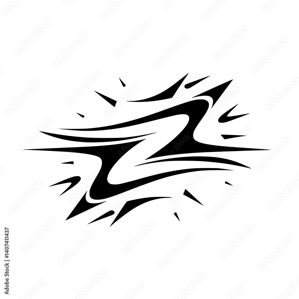 Dynamic Abstract Letter Z Logo: Black & White Design Dynamic Abstract Letter Z Logo: Black & White Design