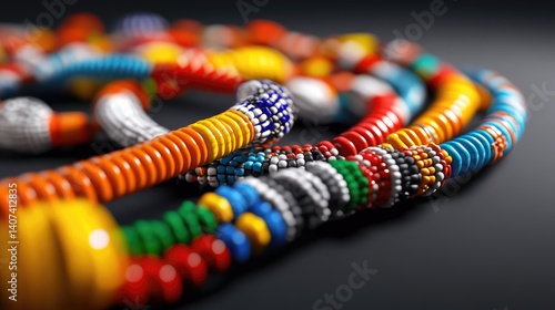 Wallpaper Mural Close detail of tribal necklace with colorful beads and traditional craftsmanship Torontodigital.ca