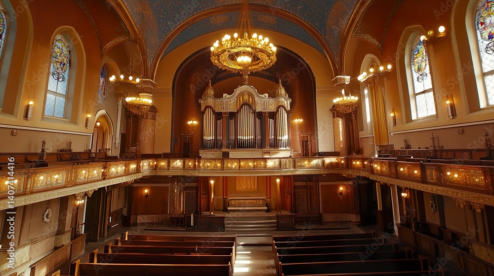 Fototapeta premium Grand Church Interior with Organ