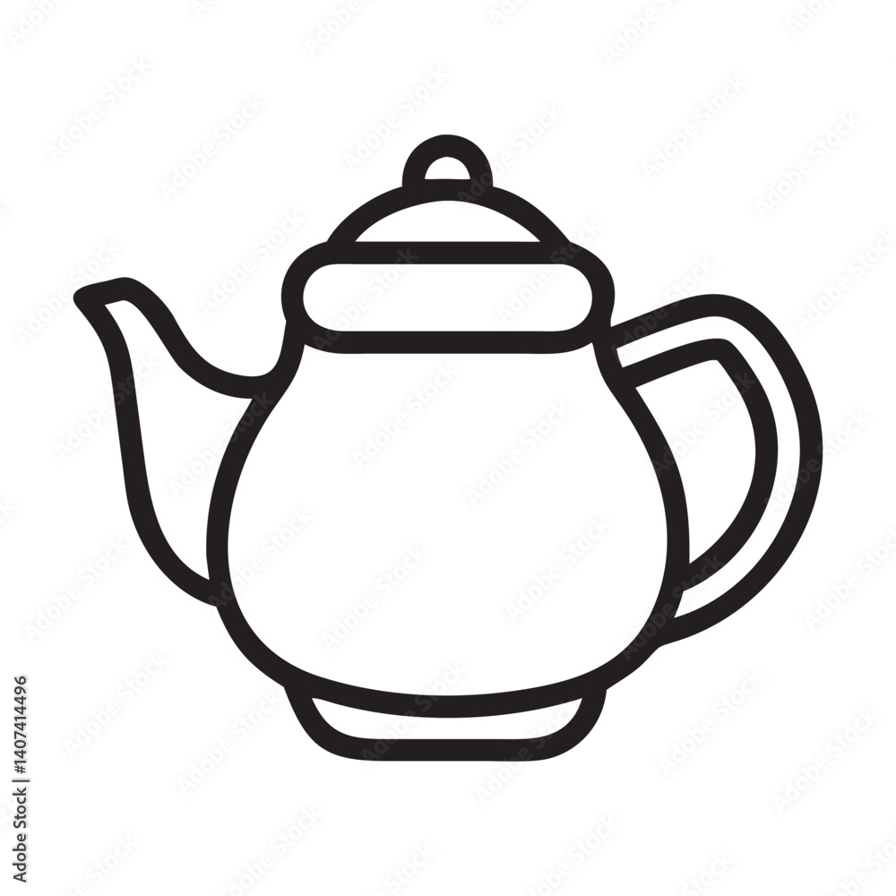 Teapot Outline Simple Kitchenware, teapot isolated on white background Teapot Outline Simple Kitchenware, teapot isolated on white background