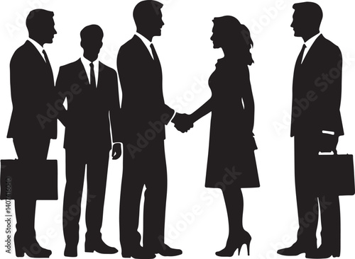 teamwork with business meeting silhouette victor isolated on the white background.