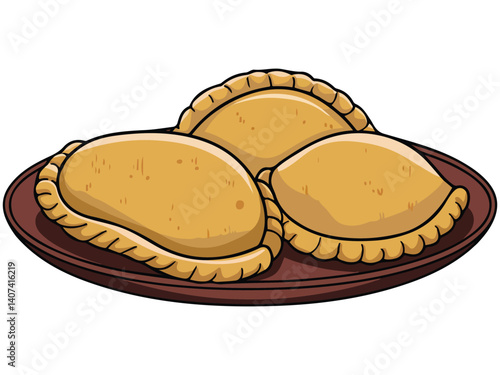 fried empanadas latin american cuisine isolated vector illustration on white background