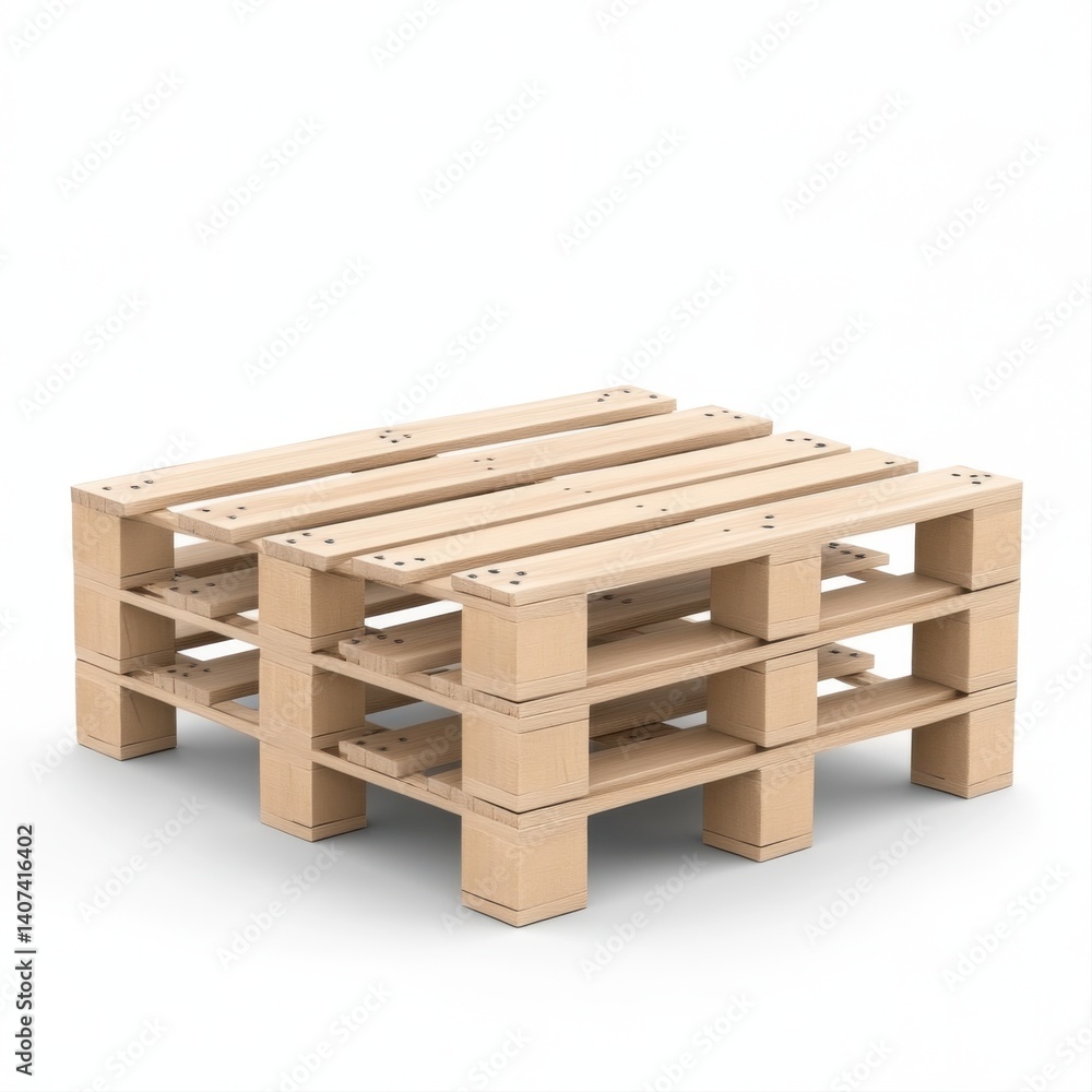 Wooden pallet stack on white background for industrial and transport applications in a minimalistic style Wooden pallet stack on white background for industrial and transport applications in a minimalistic style