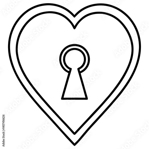 Minimalist Heart Keyhole Line Art