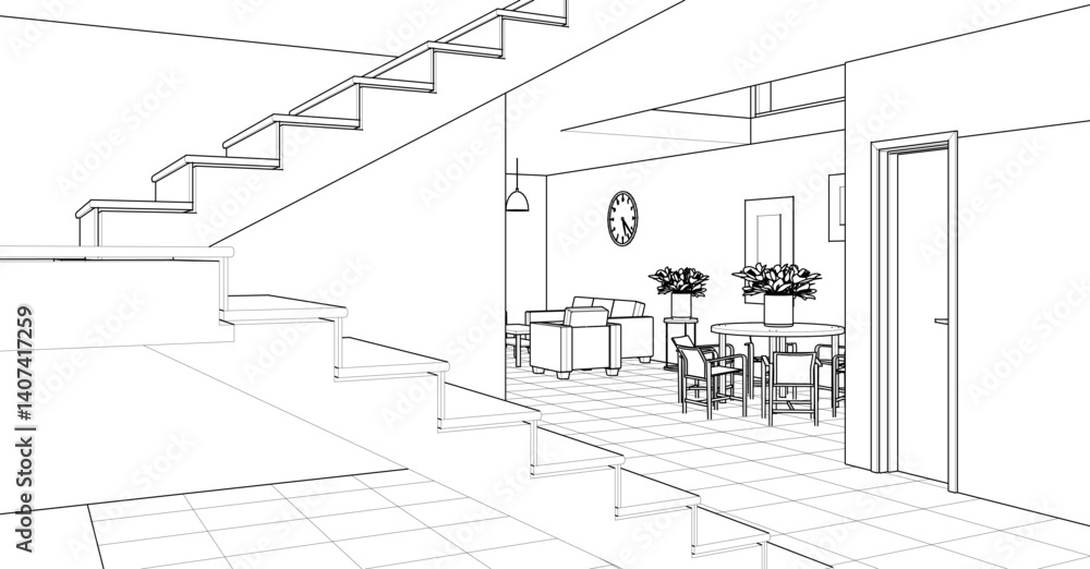 Fototapeta premium interior of a modern house 3d illustration