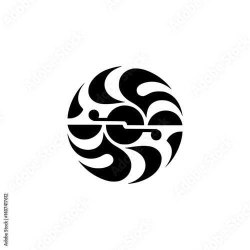 Abstract Musical Design: Violin Icon, Black & White, Minimalist