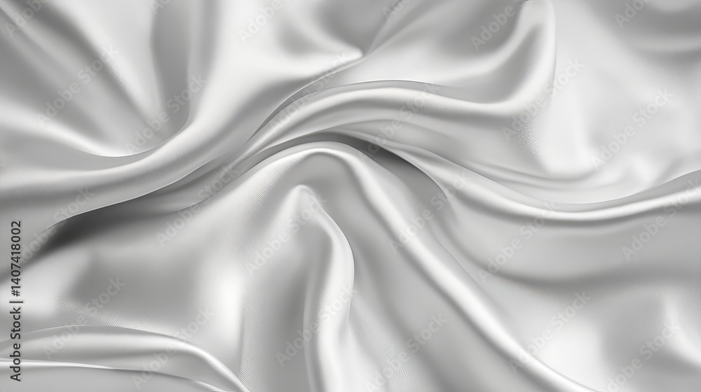 Obraz premium Elegant silver silk fabric draped softly luxurious texture background image grey flow shiny white