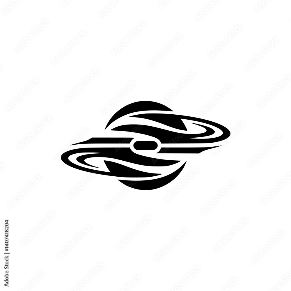 Naklejka premium Black Abstract Geometric Logo on White - Minimalist Design