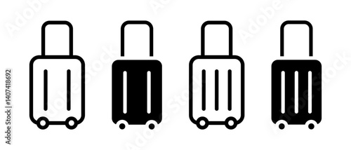 Travel luggage icon set. Outline bag symbol