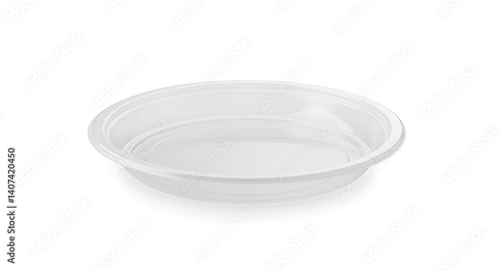 Glossy white disposable plate with a simple round shape, isolated on white for picnic guides. Glossy white disposable plate with a simple round shape, isolated on white for picnic guides.