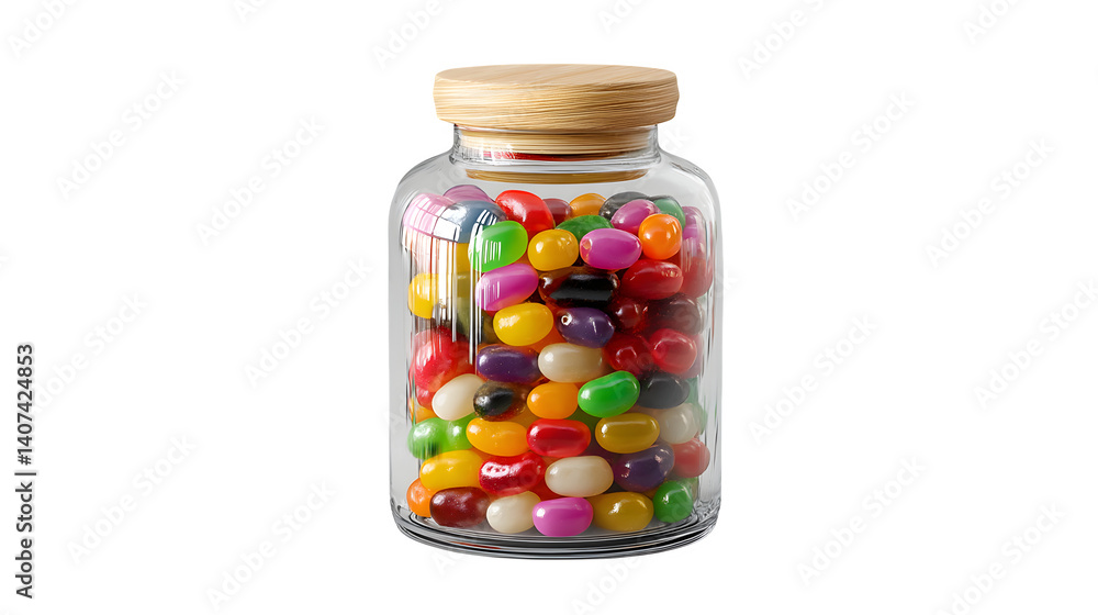 A glass jar filled with colorful jelly beans isolated on transparent background, hd realistic 8k, --ar 16:9 --v 7.0 A glass jar filled with colorful jelly beans isolated on transparent background, hd realistic 8k, --ar 16:9 --v 7.0