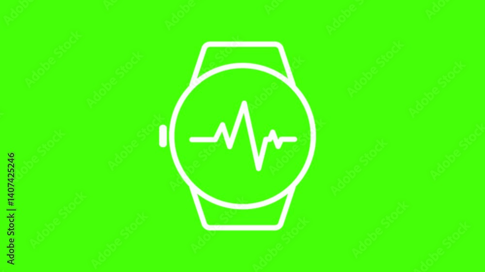 White Smartwatch Icon on Green Background White Smartwatch Icon on Green Background