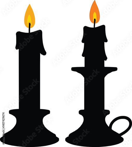 candle set silhouette victor isolated on the white background.