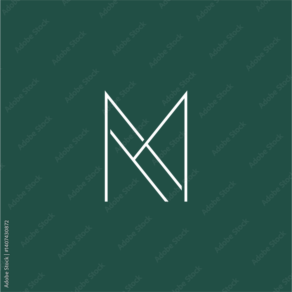 HM Monogram logo concept on a green background HM Monogram logo concept on a green background