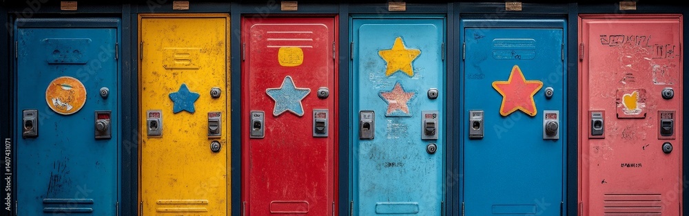 Decorated school locker with stickers, books, and fun vibe