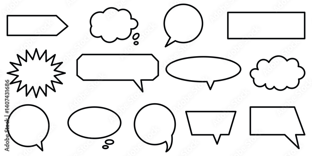 Obraz premium Speech bubble line icon symbol vector illustration. Speech bubble outline shape vector design element. dialog box shape message comic box shape vector