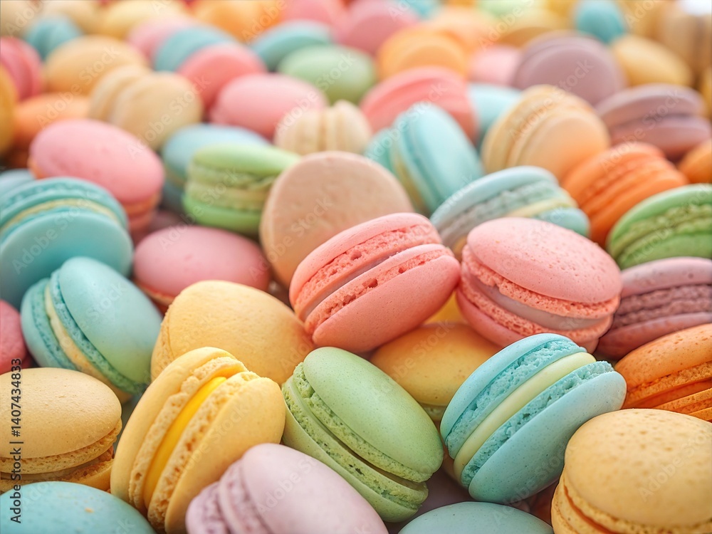 Close-Up View of Colorful Macarons Close-Up View of Colorful Macarons