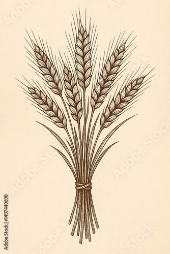 Hand-Drawn Wheat Sheaf Illustration.