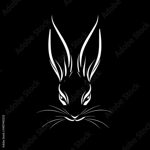 A sleek, modern silhouette of rabbit ears forming a simple yet elegant logo design