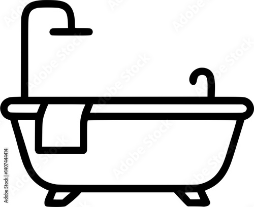 Bathroom in outline icon style, Rooms theme.