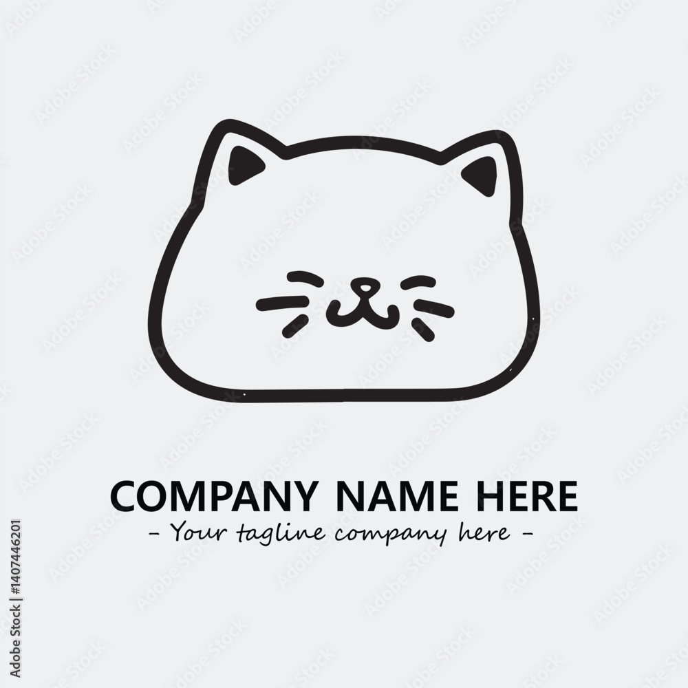 Cat illustration black and white for logo company vector image Cat illustration black and white for logo company vector image