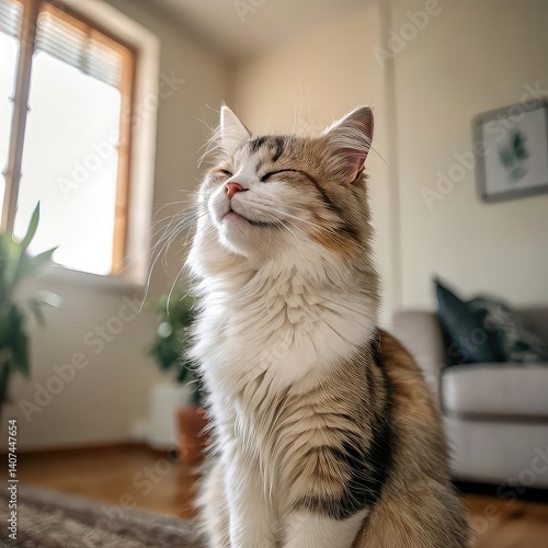 Obraz na płótnie cat on transparent background , portrait of a cat, close up of cat w salonie