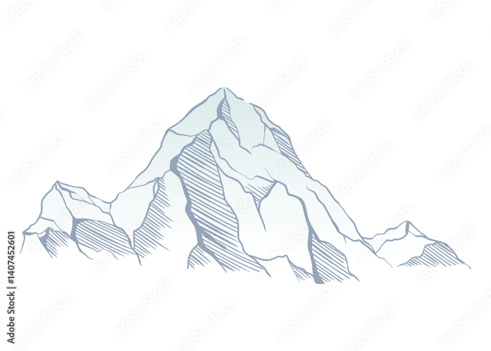 Mountain climbing route to top rock with red flag on peak. Business journey path in progress, way to success or concept of goal. Vector illustration