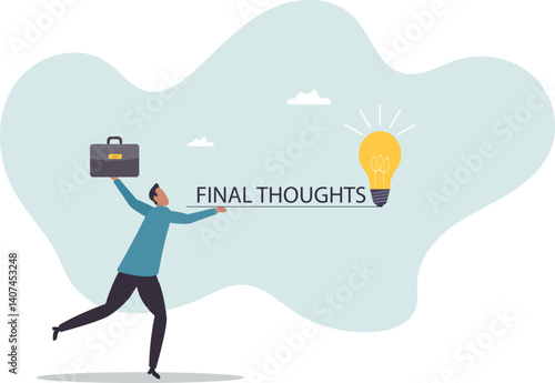 Final thoughts, conclusion or summary of all study topics, thinking about solutions, result.character for design.