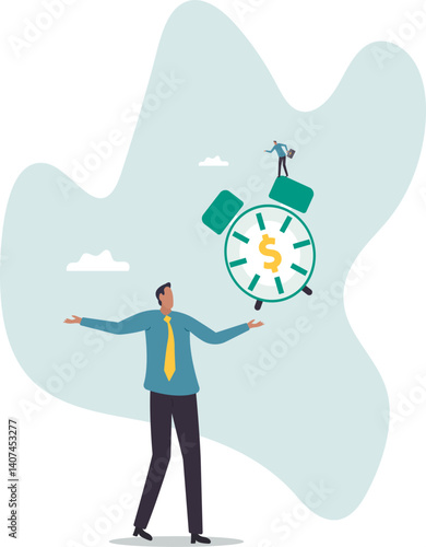 Time for money, making profit from investment, promotion alert for bargain deal, bill payment or deadline to start building wealth .character for design.