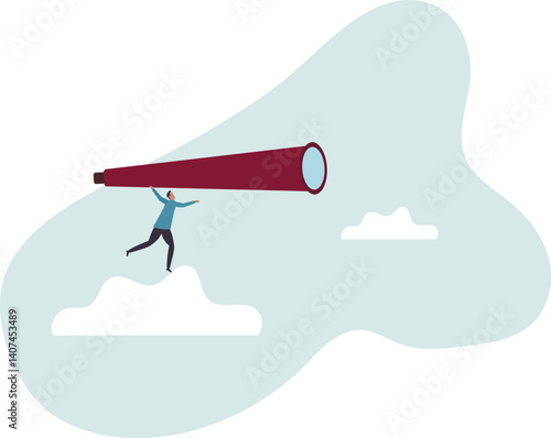 Business opportunity, leadership vision to see company strategy to achieve target.character for design.