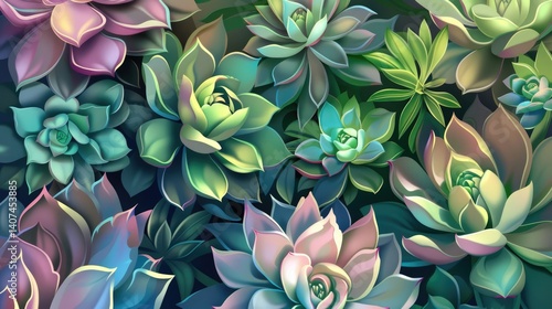 Wallpaper Mural Beautiful succulent garden background with variety of echeveria plants in soft colors Torontodigital.ca