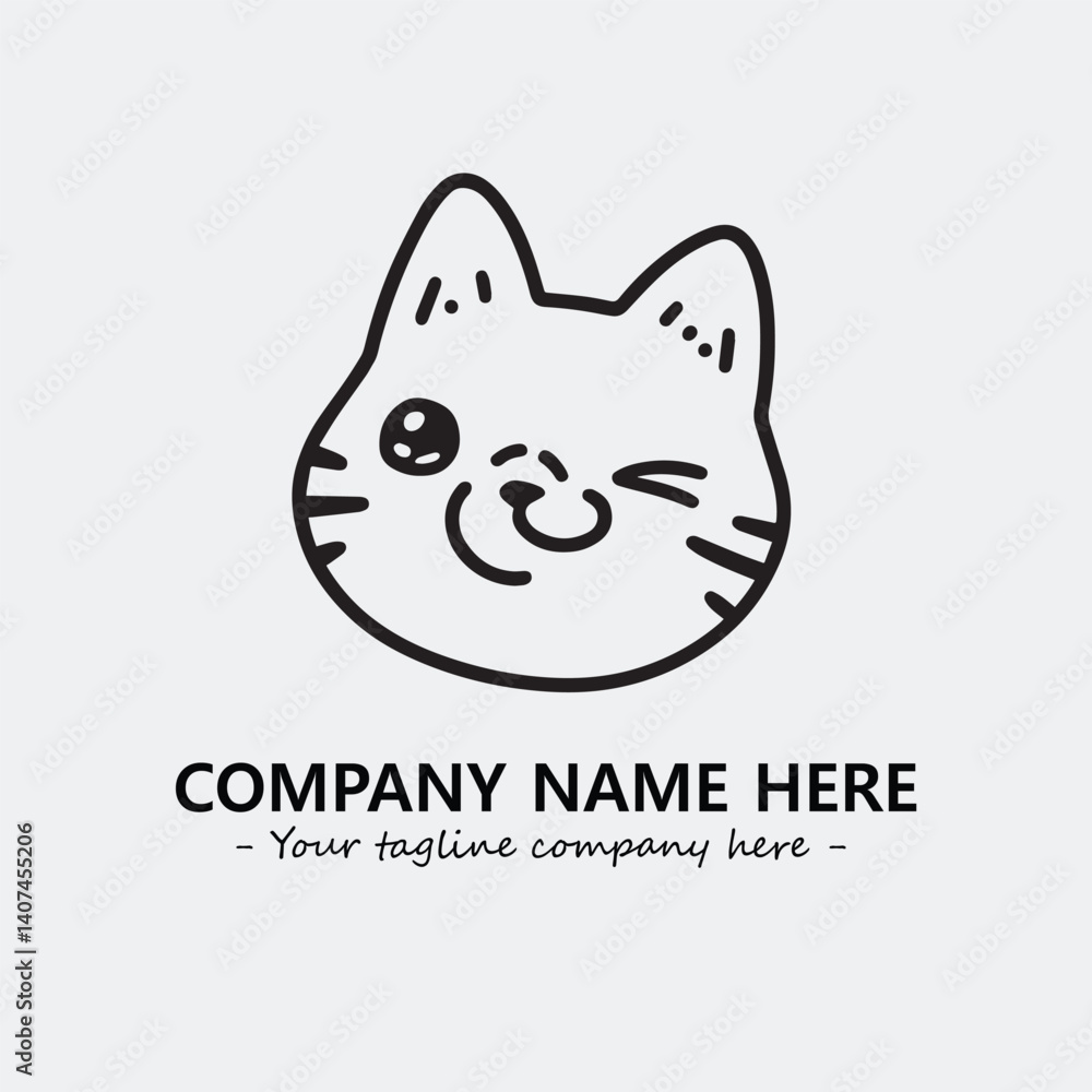 Cat illustration black and white for logo company vector image Cat illustration black and white for logo company vector image