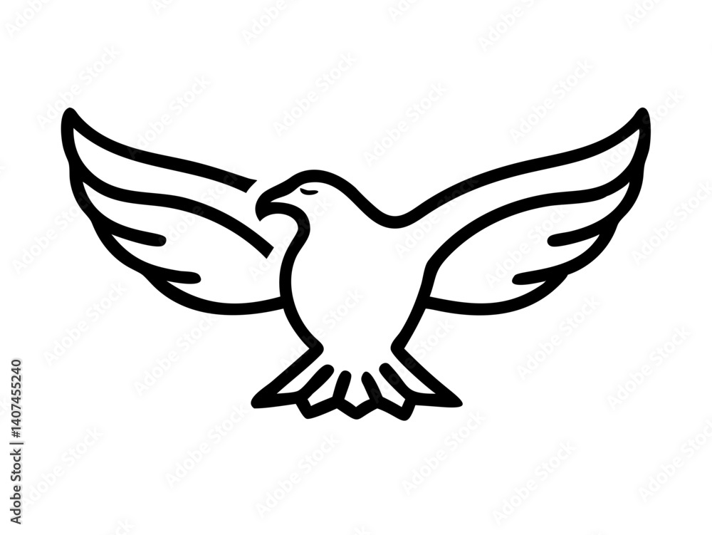 A stylized, black line drawing of a falcon in flight. A stylized, black line drawing of a falcon in flight.